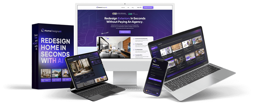 HomeDesignsAI on desktop, laptop, tablet and phone