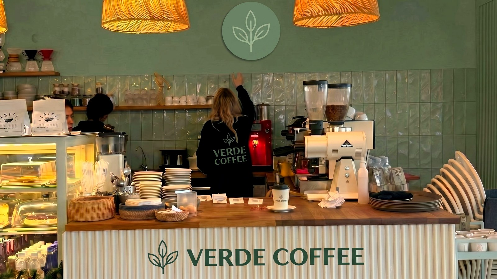 Same coffee shop with VERDE COFFEE branding added