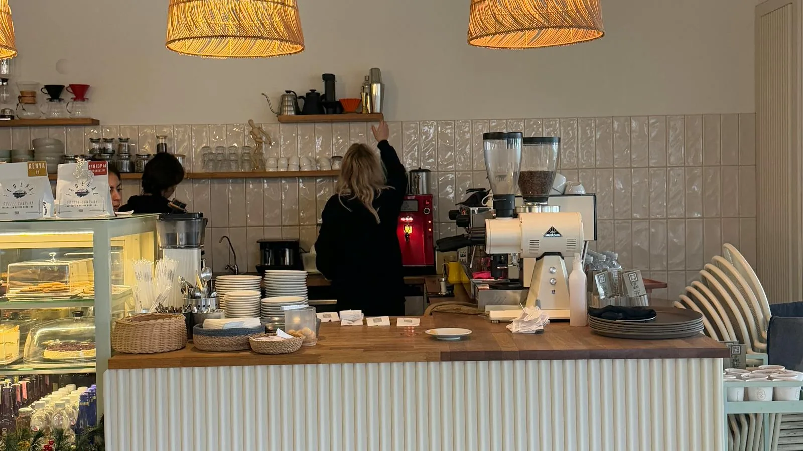 Plain coffee shop with no branding