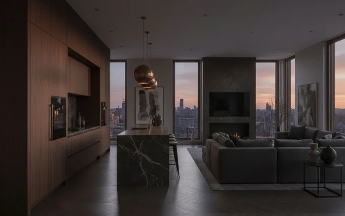 A dark luxury reference interior the sales office wants to match