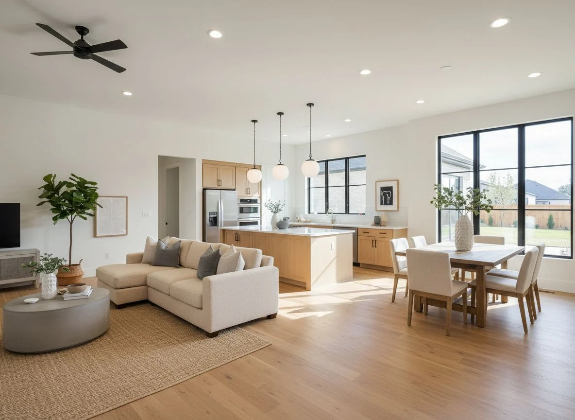 The unit interior in the oak finish package