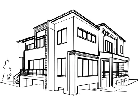 Architect sketch before AI render
